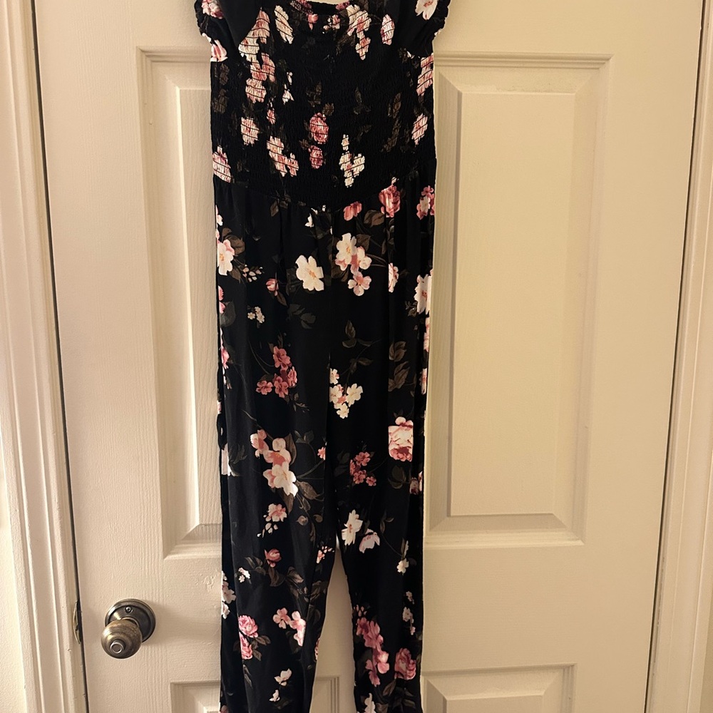 Floral Black Jumpsuit